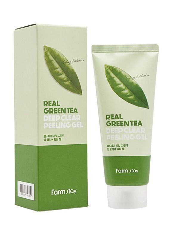 Пилинг-скатка с экстрактом зеленого чая REAL GREEN TEA DEEP CLEAR PEELING GEL FARM STAY